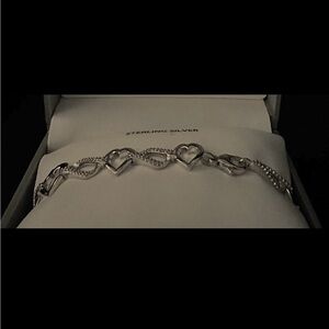 Sterling silver diamond heart bracelet